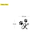Pfoten mit Initialen Tattoo (A-Z)